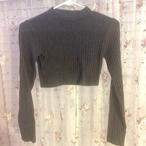 Forever 21 Charcoal Ribbed Crop Top
